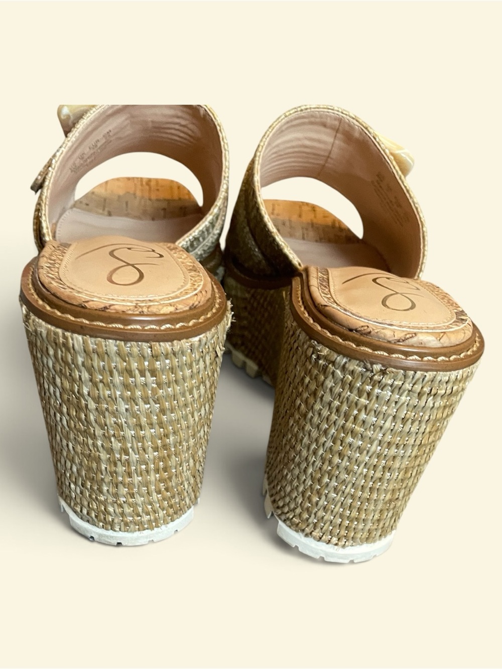 Sam Edelman Woven Platform Slide Sandals with Cotton Buckle — Tan, size 8 - Picture 6 of 7
